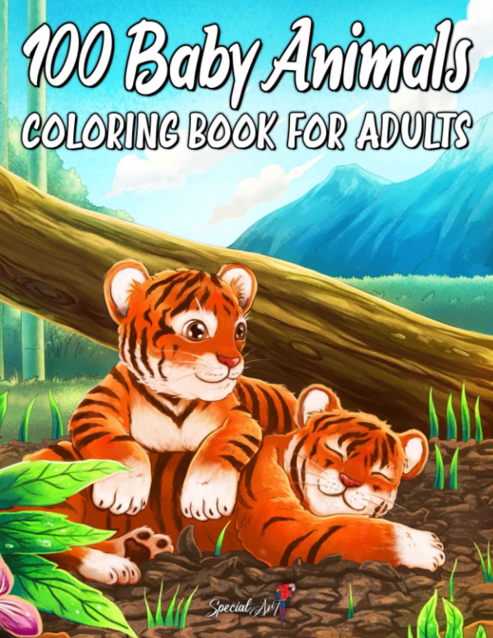 100 Baby Animals: An Amazing Adult Coloring Book with a collection of Beautiful and Unique Pages of Cute Forest, Sea, Farm and Jungle Animals
