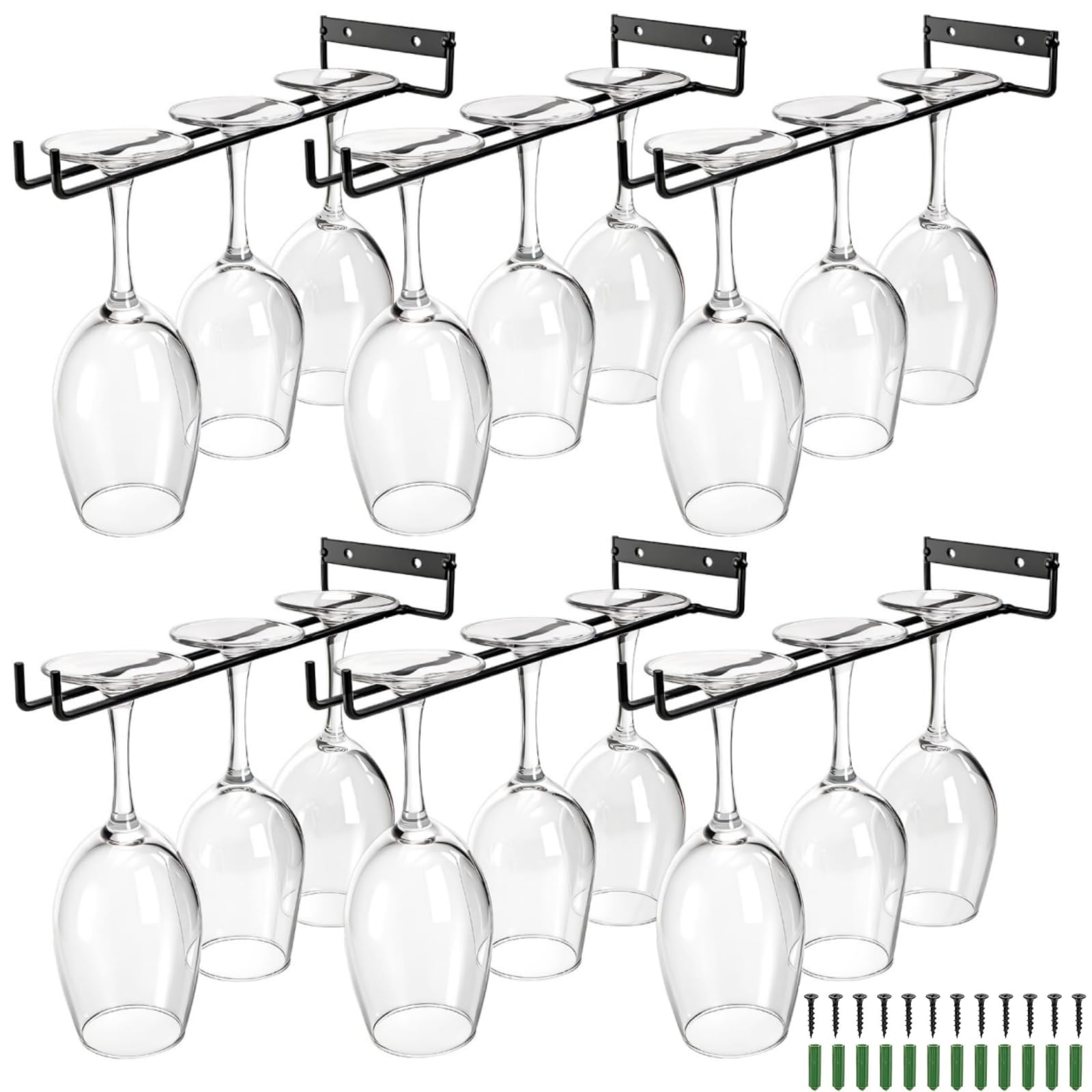 Dicunoy 6 Pack Wine Glass Rack, Wall Mounted Hanging Wine Glass Holder