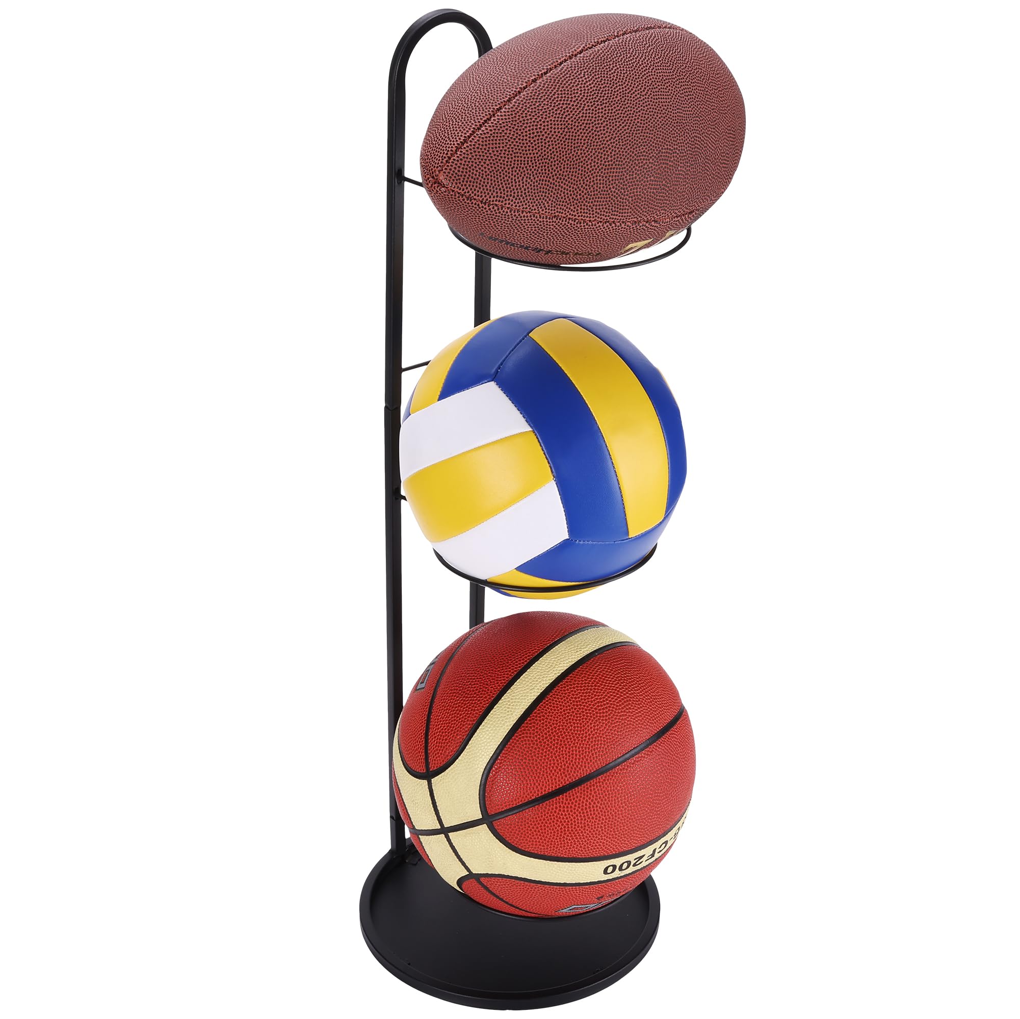 Navaris Soporte Balon Futbol - Soporte Balones Futbol Voleybol Balonmano Baloncesto - Soporte para 3X Pelotas para Garajes Gimnasio Pabellon Colegio Fisioterapia Rehabilitación