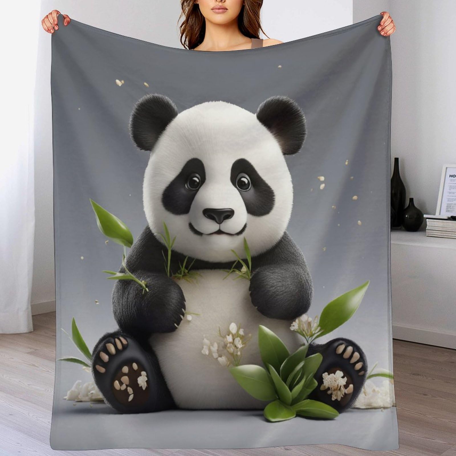 Couverture polaire flannel panda pour vos soirées cocooning au salon