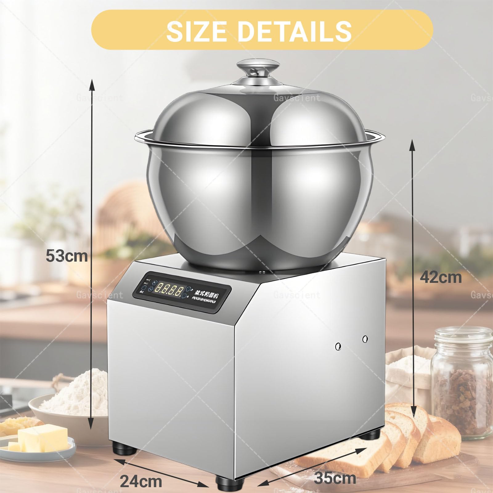 Impastatrice Commerciale con Doppia Rotazione Impastatrice, Ciotola in Acciaio Inox, Timer, Design Elettrico Spirale per Ristorante Panetteria Pizzeria