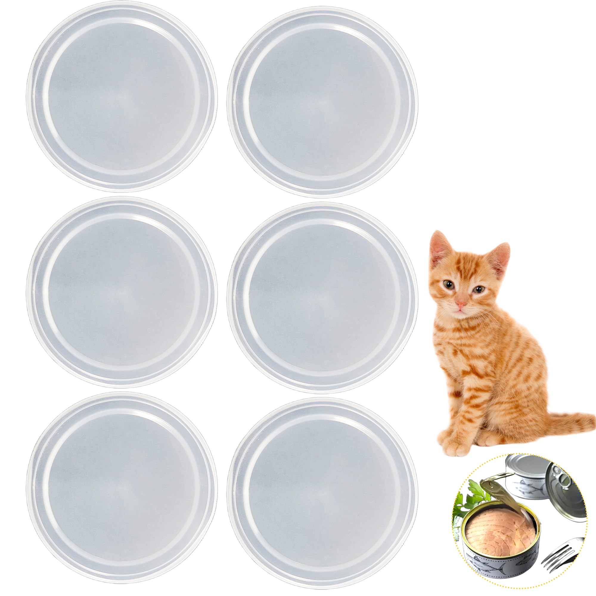 Rayconup Blikdeksels 400 g, 6 stuks deksels voor blikjes, wasbaar blikdeksel, deksel voor katten en hondenvoer, conservenblikken voor het bewaren van levensmiddelen, diervoer, kattenvoer, hondenvoer