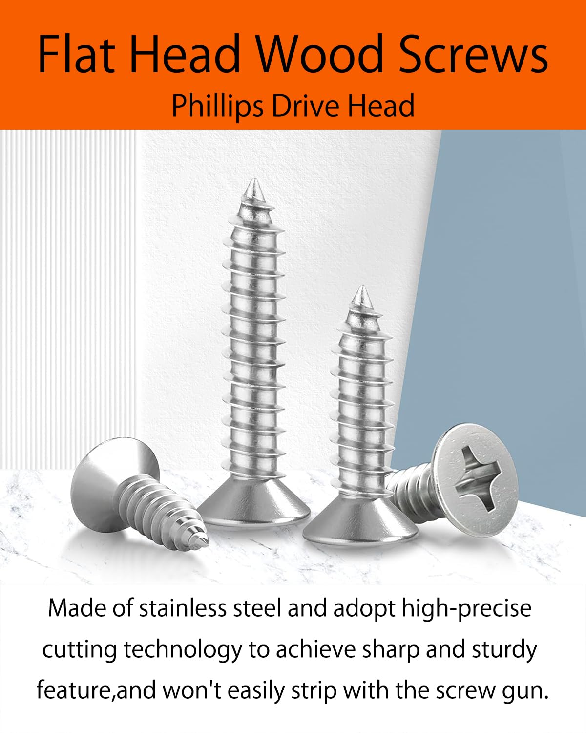 200PCS #00 x 1/8" Flat Head Self Tapping Screws 304 Stainless Steel with Organizer Box & 1 PH00 Driver Bit