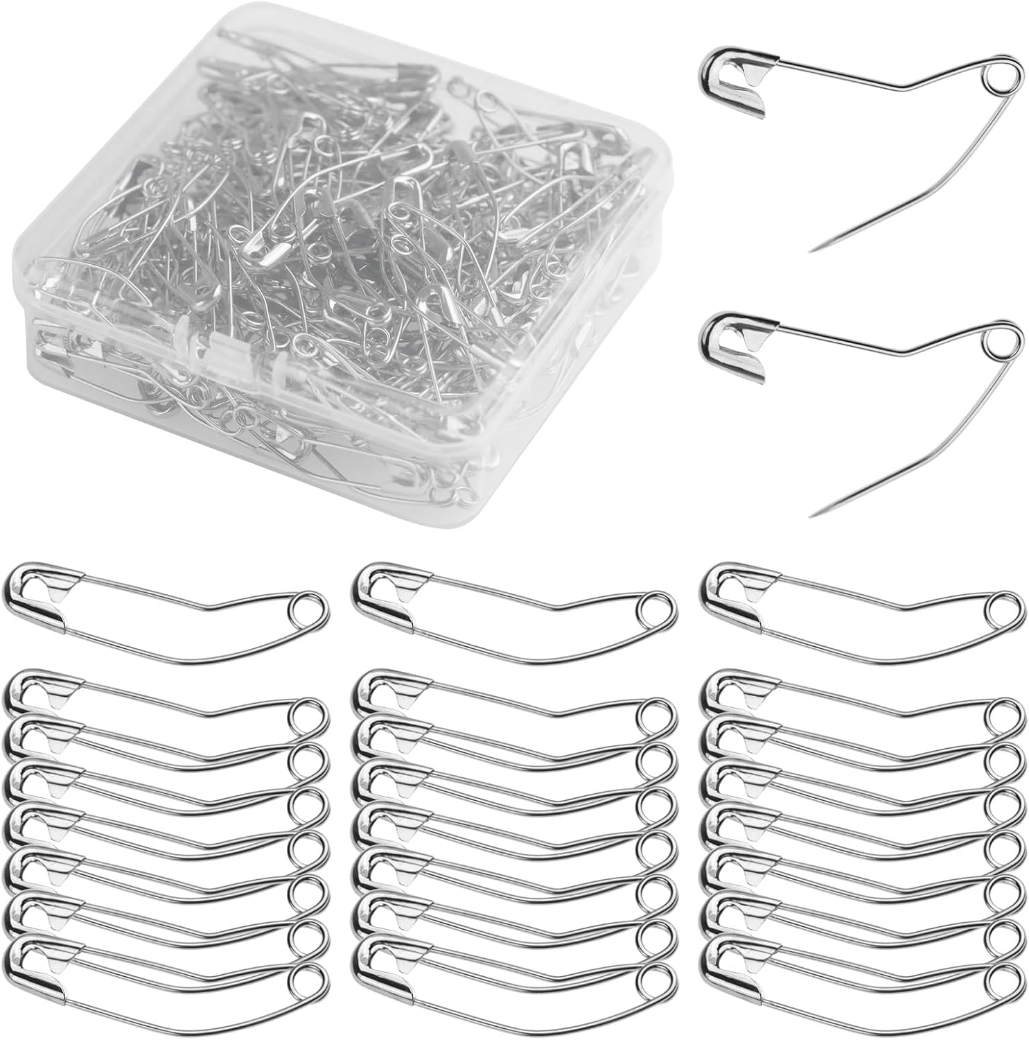 160 Pack Curved Safety Pins for Quilting Basting Pins 28mm 32mm 38mm 54mm Assorted Sizes Quilting Safety Pins Stainless Steel Quilting Pins