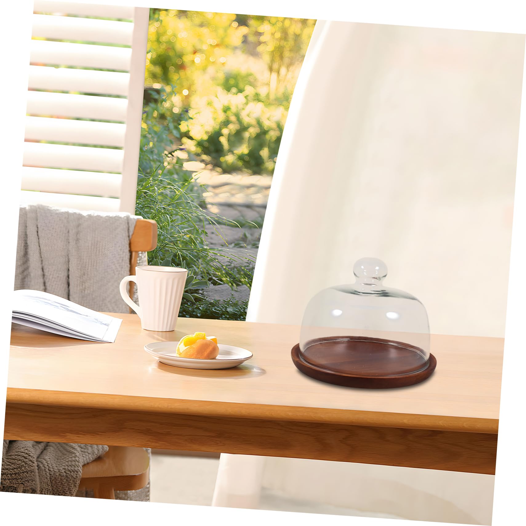 OUNONA Présentoir à Gâteaux Transparent en Bois et Verre, Plateau Café | Cupcakes et Fruits, Usage Mariage ou Bureau, 1 Pièce, Style Élégant et Délicat
