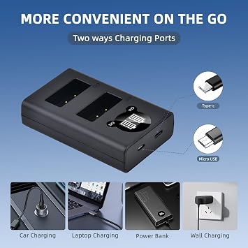 Batmax 2Packs LP-E17 Battery + LED Charger for Canon EOS Rebel SL2 SL3 T6i T6s T7i, EOS M5 M3 M6, M6 mark2, 77D 200D 250D 750D 760D 800D 8000D RP Digital SLR Camera