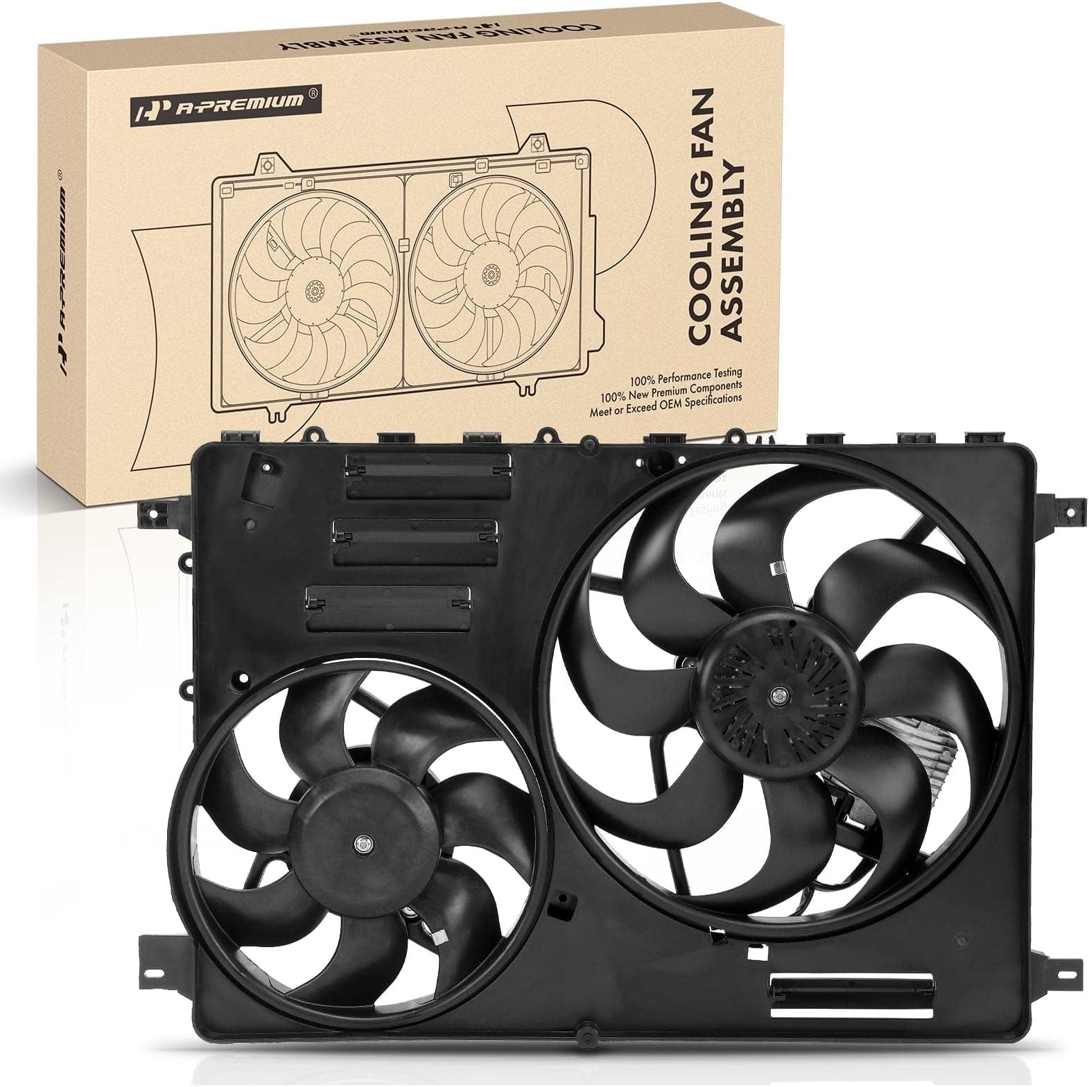 A-Premium Engine Radiator Cooling Fan Assembly Compatible with Volvo XC60 2010-2016, S60 2011-2016, XC70 S80 2008-2015, V60 2015-2016, V70 2008-2010
