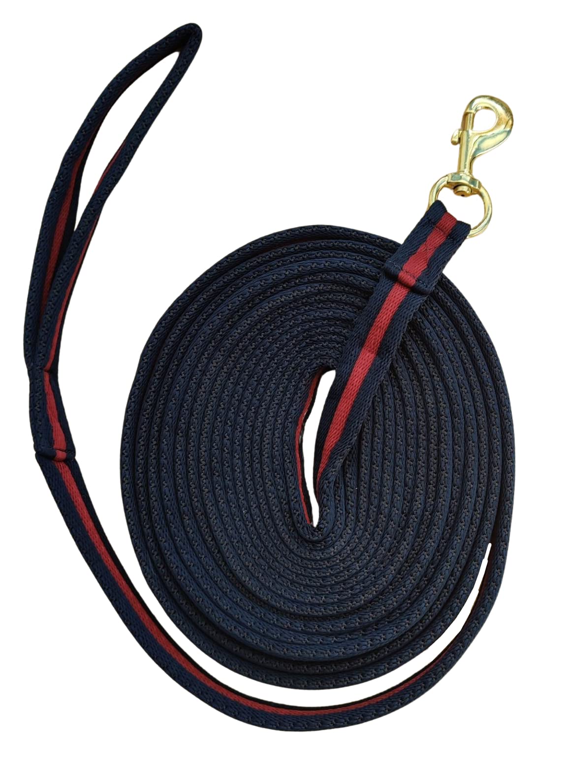 Soft Padded Lunge Line Rein Lead for Horses 27ft Looped Handle Swivel Clip (Navy/Wine)