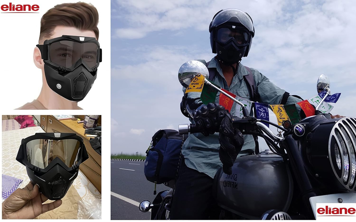 Tactical Full Face Mask with Goggles, Detachable Mouth Guard, for Motorcycle Riding and Outdoor Sports 3