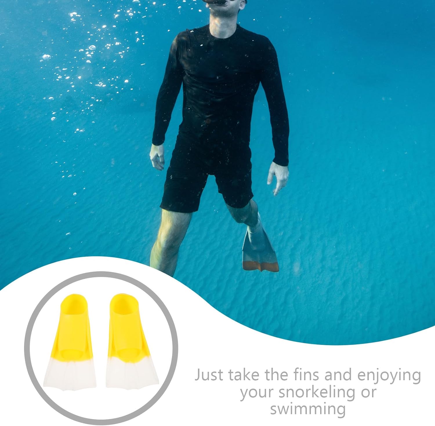 2pcs Silicone Swimming Flippers Snorkeling Fins for Men Lightweight Short Swim Shoes Non-Slip Soles Diving Accessory for Swimming Training and Snorkeling