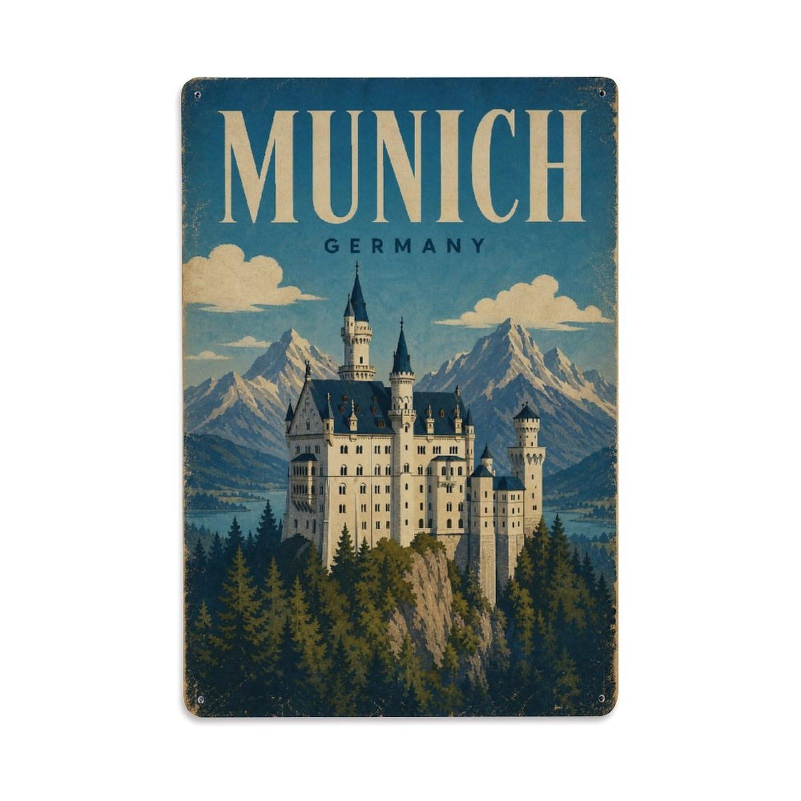 Travel Vintage Germany Munich Metal Tin Sign