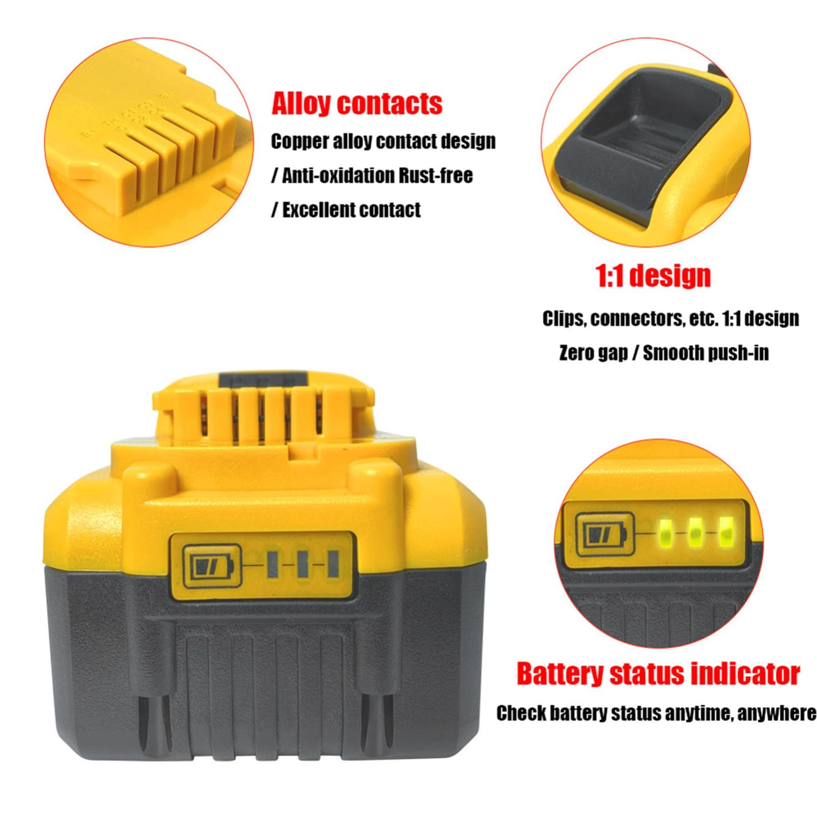 Batteria di Ricambio 18V/20V 8AH 10AH 12AH Batteria Ricaricabile Agli Ioni di Litio Compatibile con Gli Elettroutensili DCB200 DCB205 20V,10Ah
