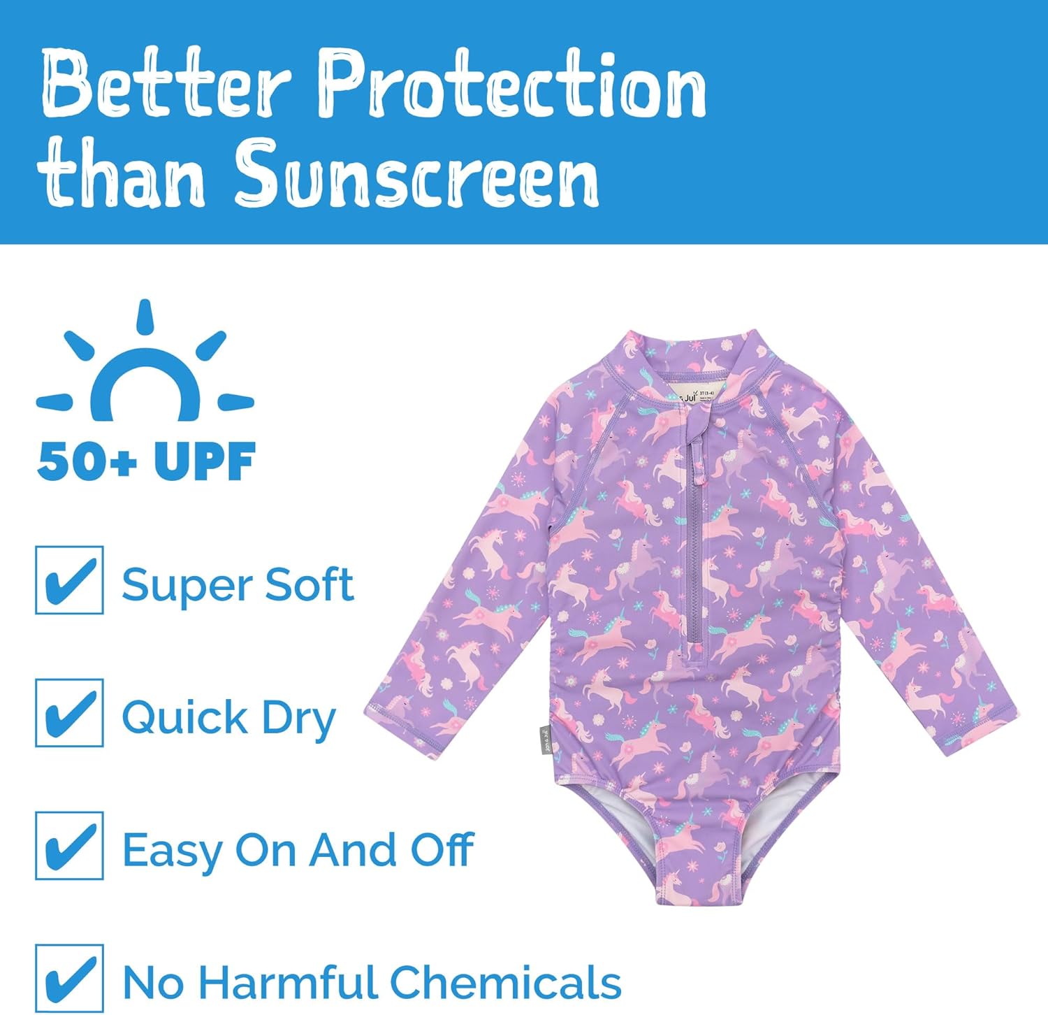 JAN & JUL Long Sleeve 1-pc Girls' UV Swim-Suit Rash Guard (Baby, Toddler, Kids)