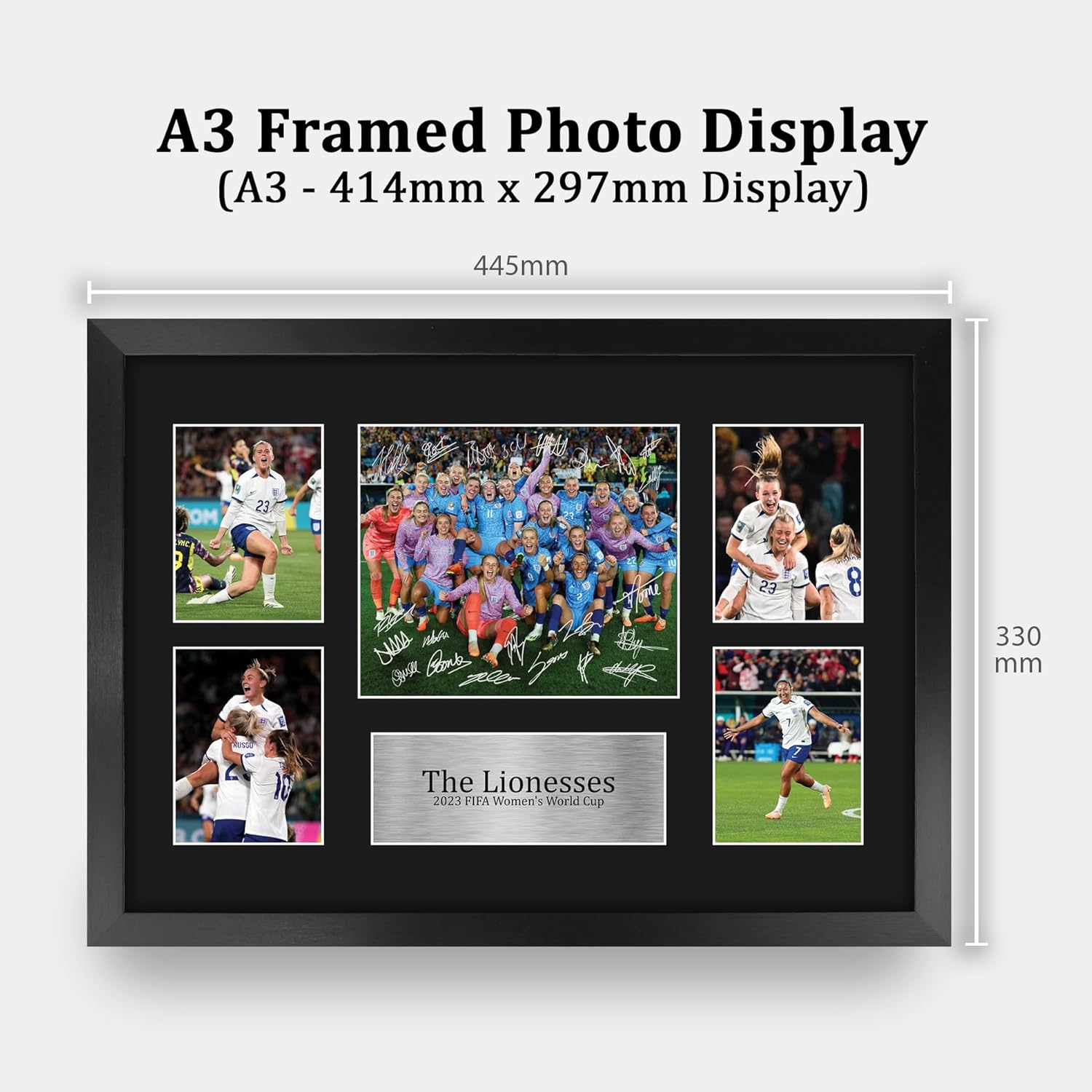 HWC Trading England Lionesses Womens World Cup 2023 Printed Memorabilia Signed Autograph Photograph Display for Womens Soccer Fans and Supporters - 16" x 12" Framed