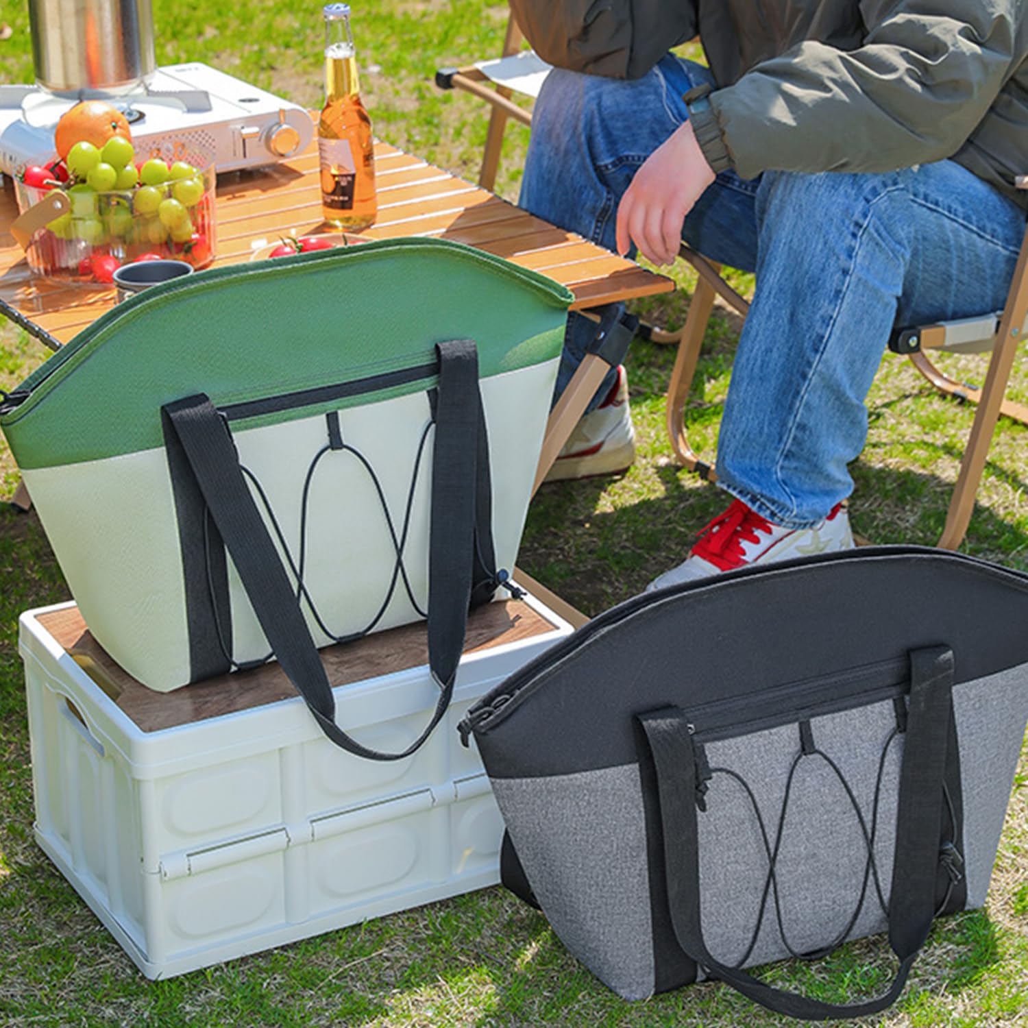 Borsa termica per il pranzo, borsa termica portatile per cibo, picnic pieghevole e borsa termica per lavoro, viaggi e spiaggia, funzione di mantenimento caldo/freddo