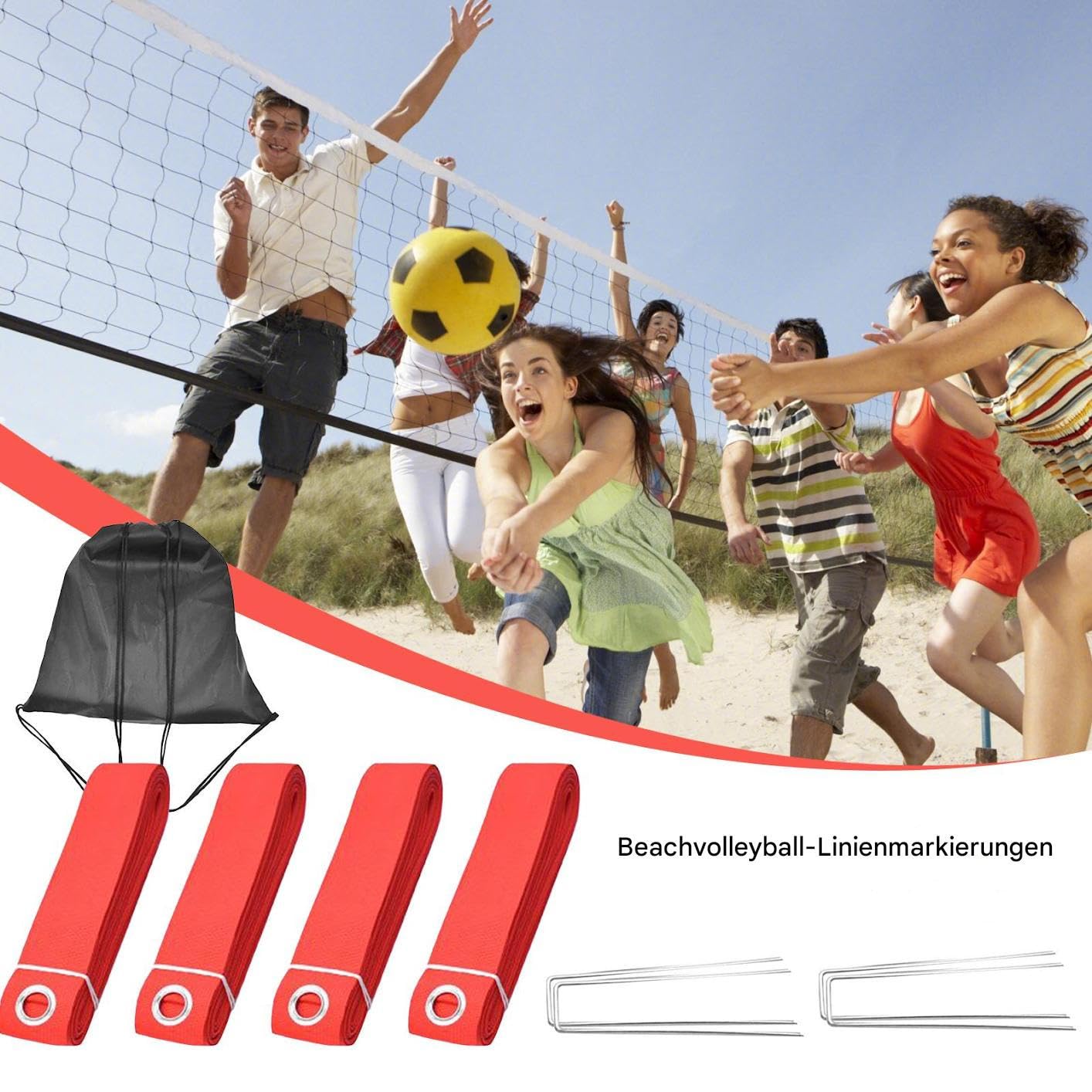 Marquages de terrain de volleyball, marquage de terrain de volleyball, accessoire de sport simple pour l'extérieur et le jardin