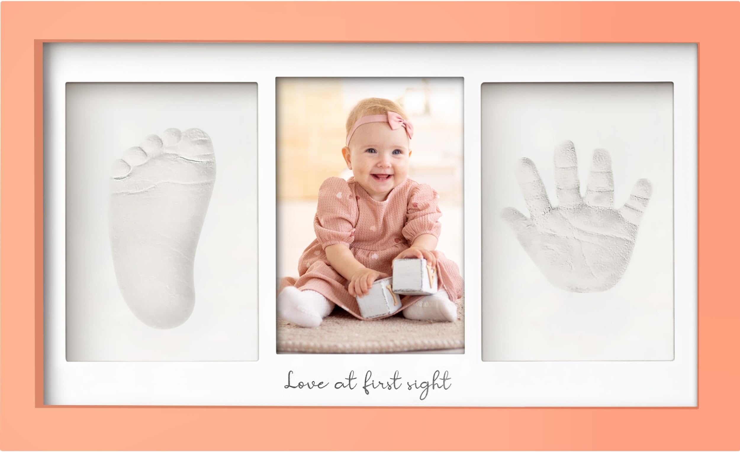 KeaBabies Baby Hand and Footprint Kit - Clay Handprint Keepsake Frame, Newborn Nursery Picture Frame, Personalized New Mom Gifts for Shower & Registry, First Mother's Day (Salmon)