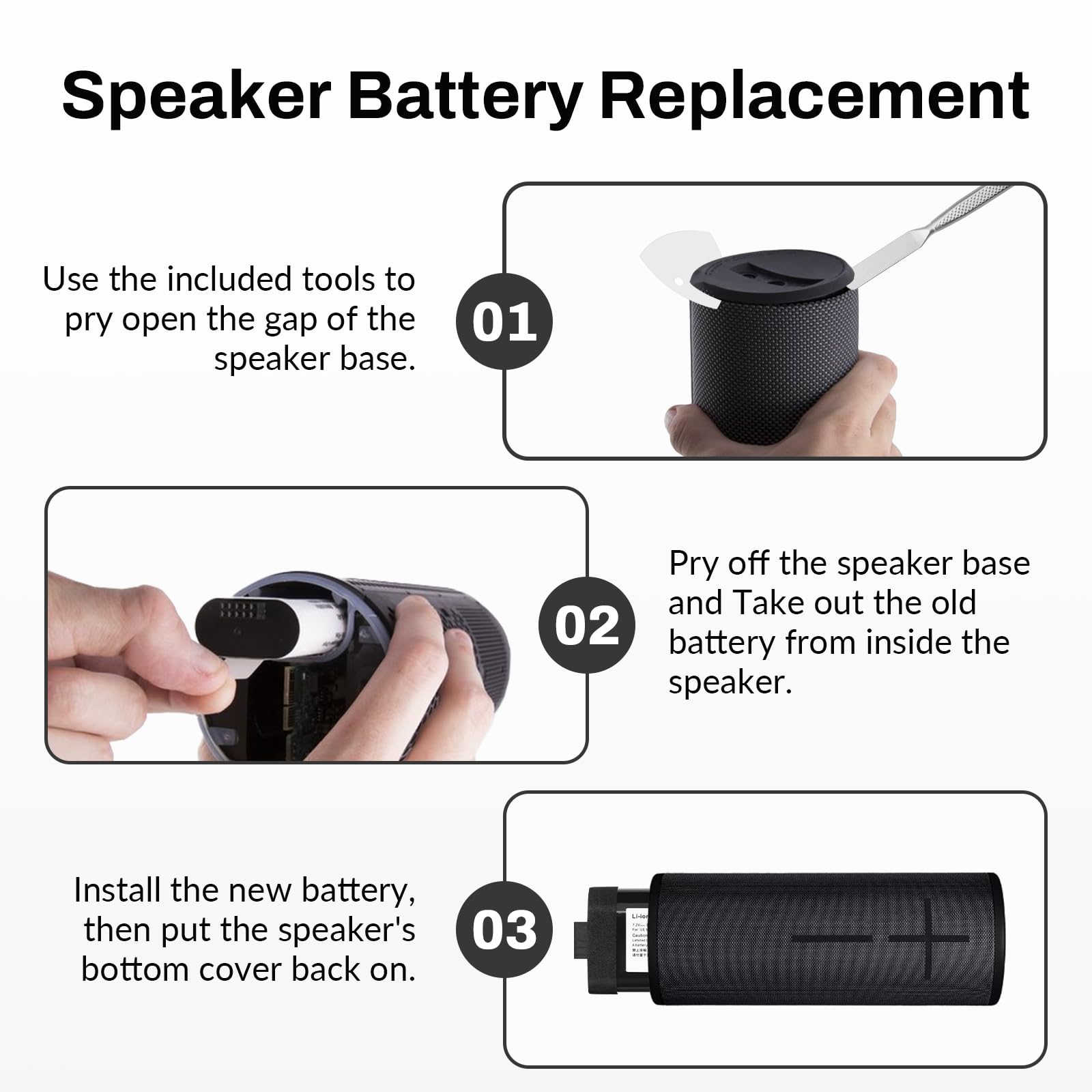 K KYUER 533-000146 Altavoces Batería para Logitech UE Megaboom, UE Megaboom 3, S-00171, S-00147 Wireless Bluetooth Speaker Altavoz Bluetooth portátil con batería Tools 533-000116 7.2V 3400mAh