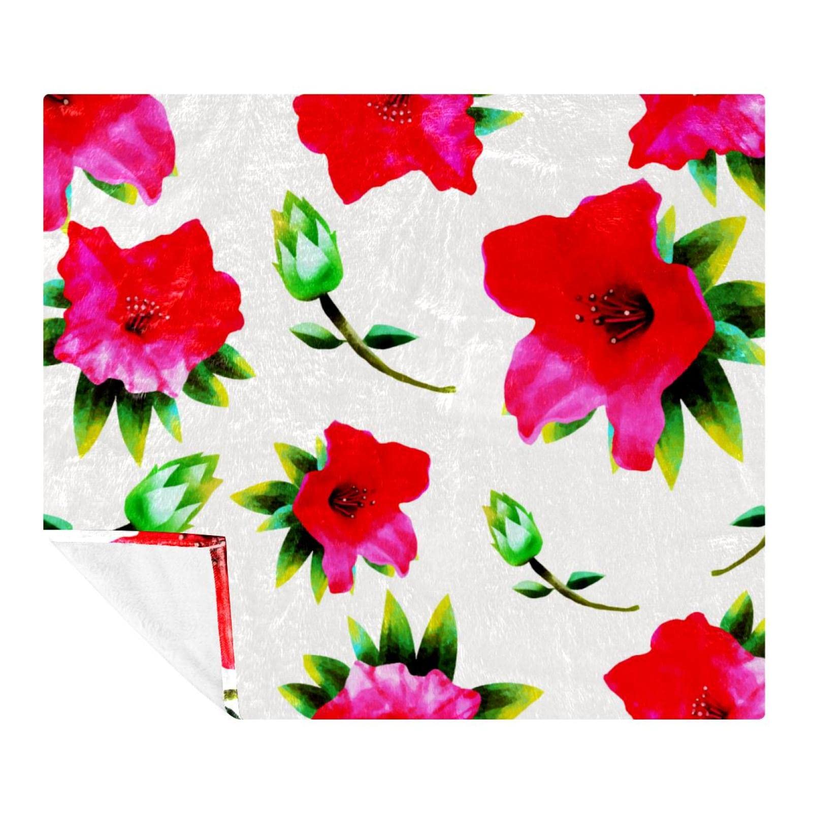 Couverture polaire florale beige pour vos soirées cocooning au salon
