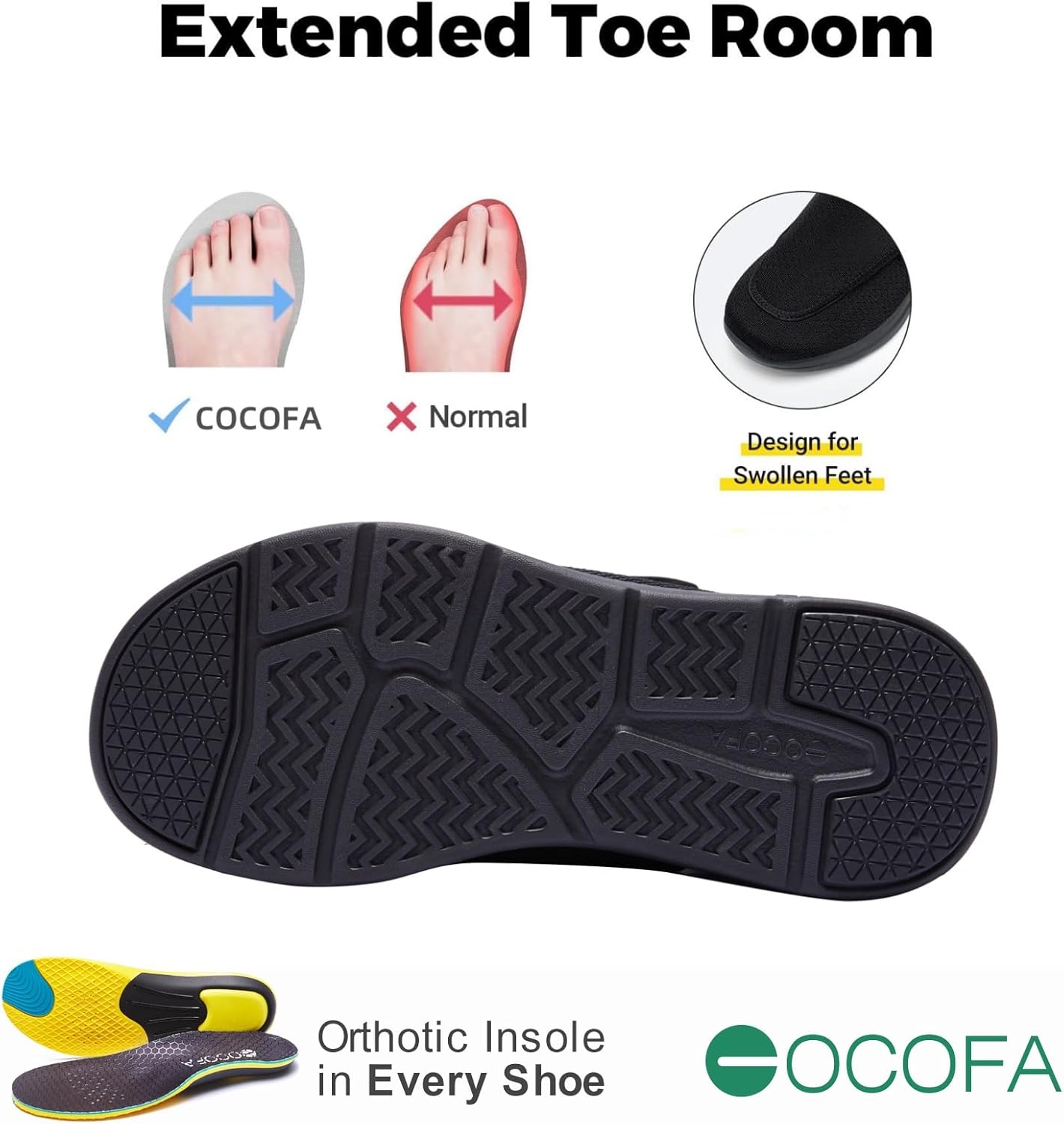 Diabetic Shoes for Men Extra Wide Slip on Shoes for Swollen Feet Adjustable Walking Shoes for Elderly Foot Pain Relief Neuropathy - Image 2