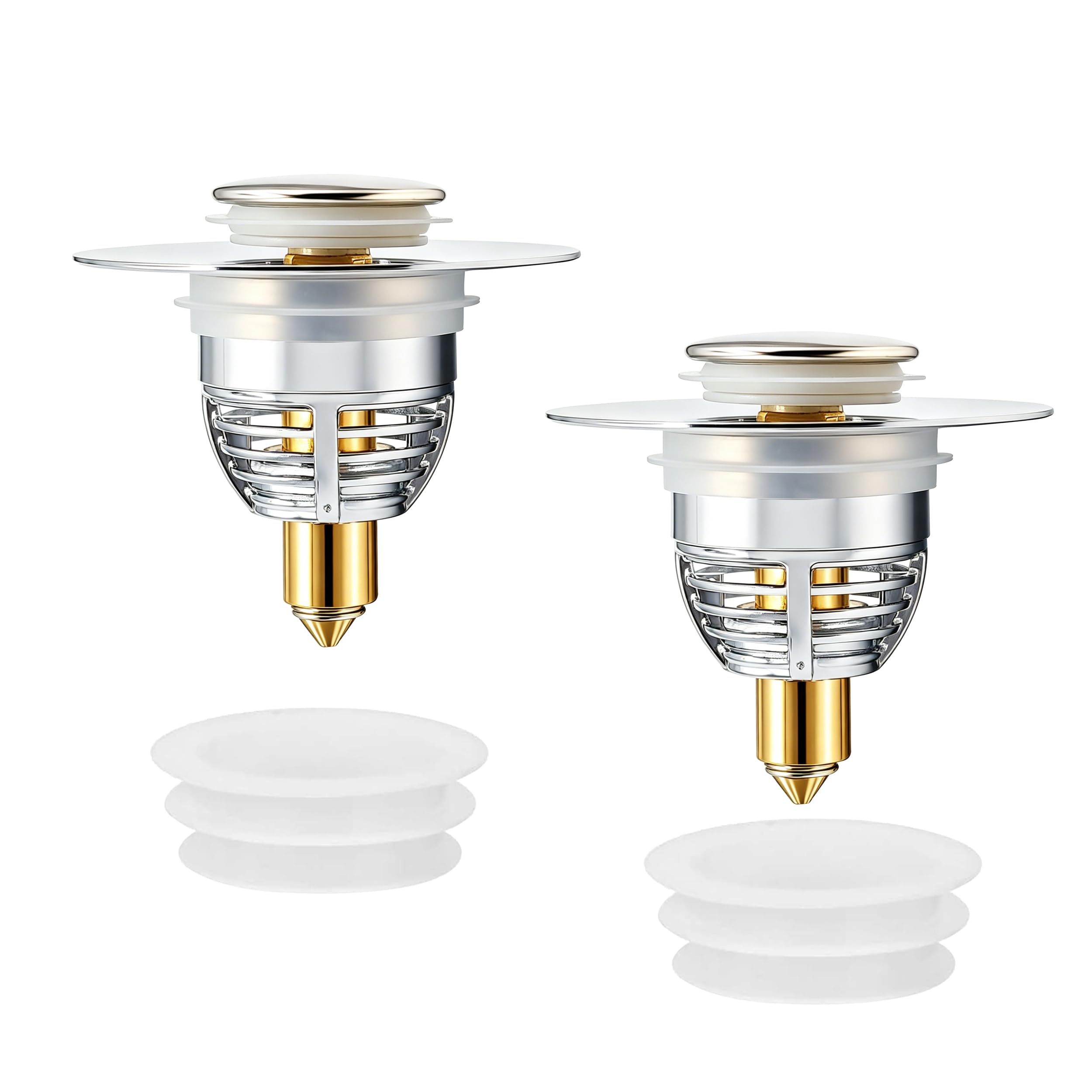 Drain Magic korek do umywalki, 2 sztuki, z wbudowanym sitkiem na włosy, 32-42 mm, uniwersalny korek do umywalki nablatowej, zlewozmywaka kuchennego, wanny