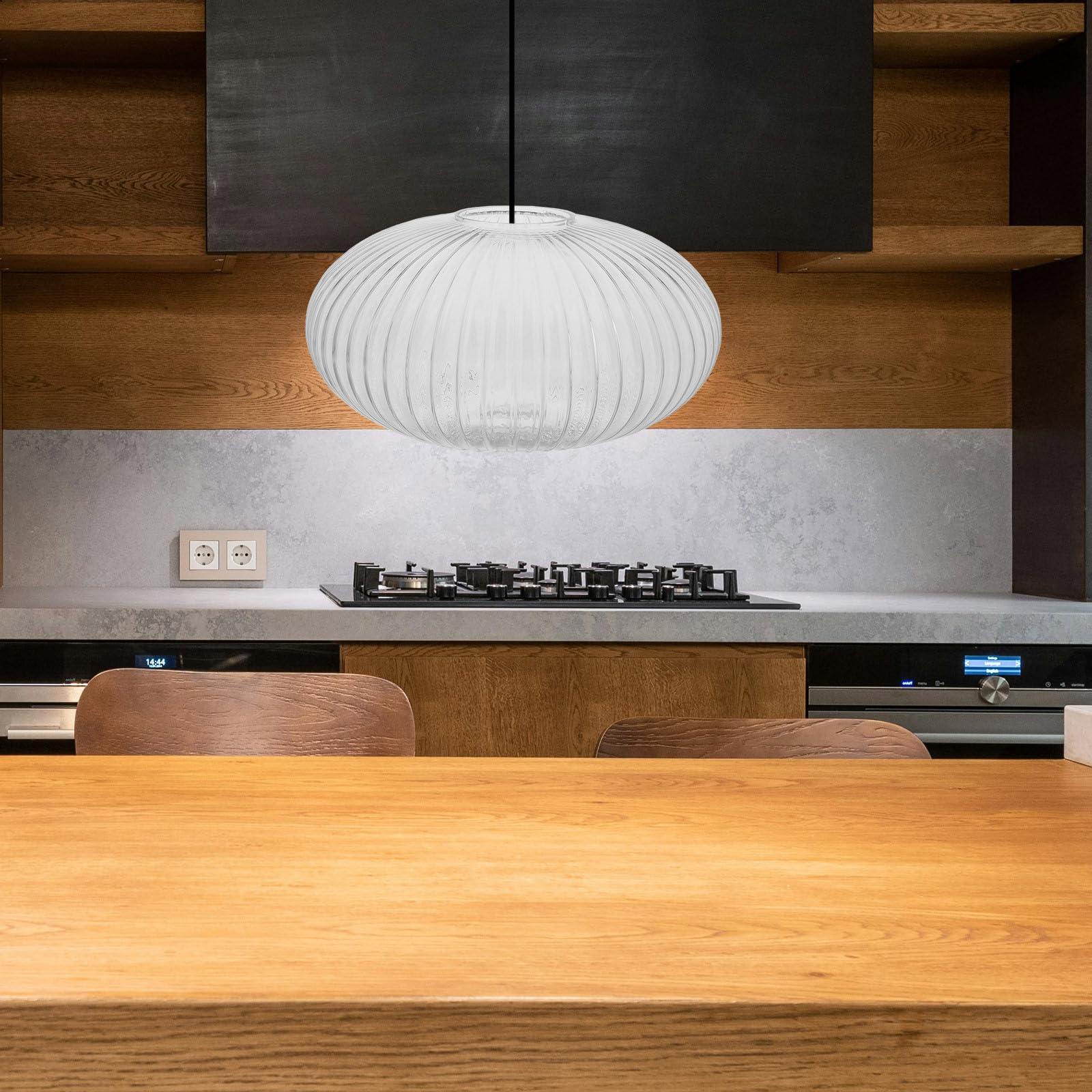Pantalla de Lámpara Diseño Transparente y Rayas Redonda de Material Resistente y Estilo Minimalista Cubierta de Luz para Lámpara Colgante Mesa