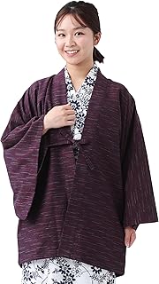 [たゆたふ / TAYU-TAFU] 久留米織 茶羽織 男女兼用 旅館 温泉 浴衣 BOTAN 羽織 部屋着 小さい 大きい サイズ メンズ レディース