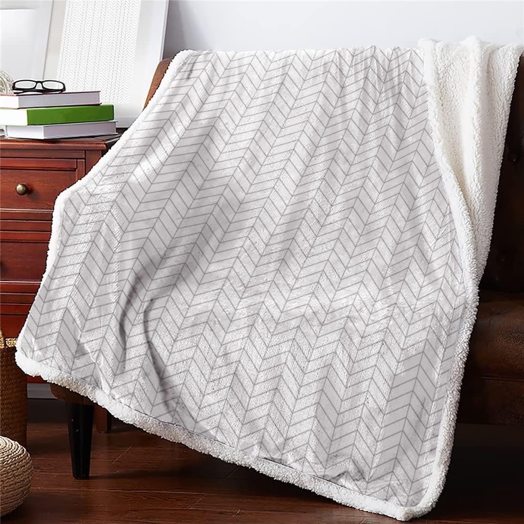 Herringbone Pattern Sherpa Blanket Velvet Flannel Bedspreads Office Nap Throw Sofa Cover Bedding