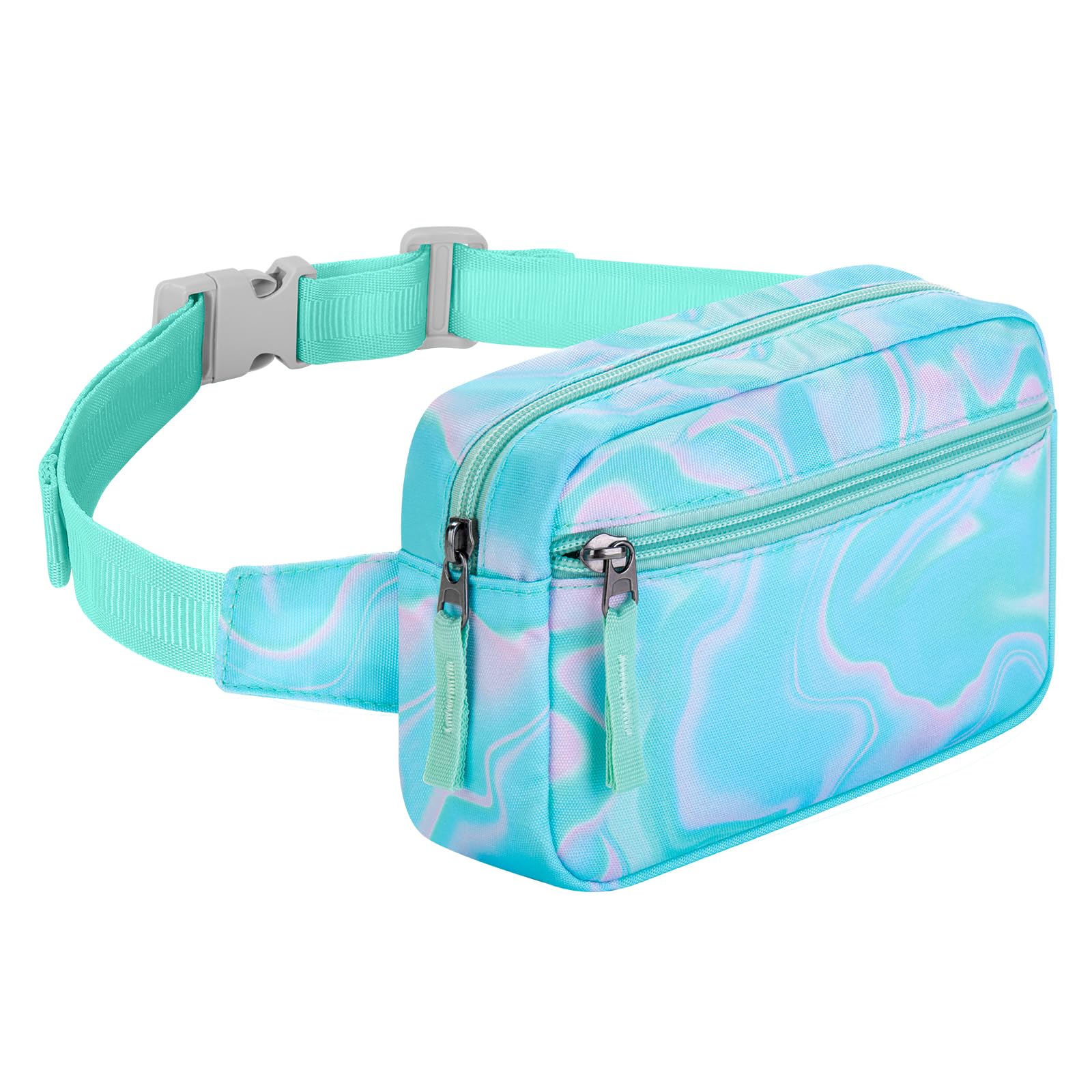 Choco Mocha Fanny Pack for Girls Kids Fanny Pack 6-8 Girls Belt Bag Ages 8-12 Toddler Fannys Packs Christmas Gifts, Laser Fluid Teal