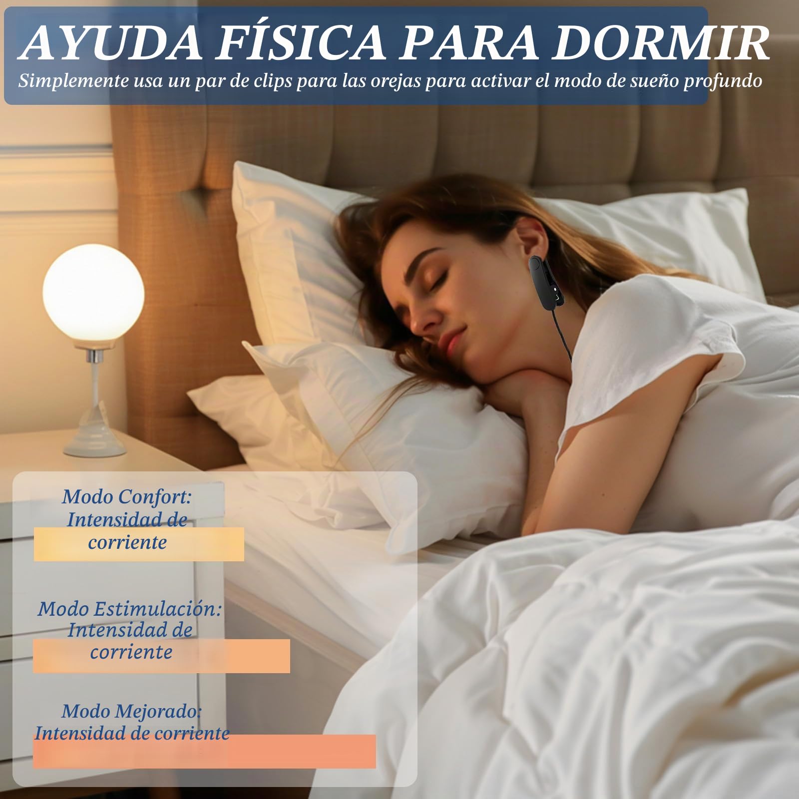 Dispositivo de ayuda para dormir avanzado, dispositivo de estimulación del nervio vago con clips para las orejas, 3 modos y 9 niveles de ajuste para el sueño, reduce la ansiedad, alivia la fatiga