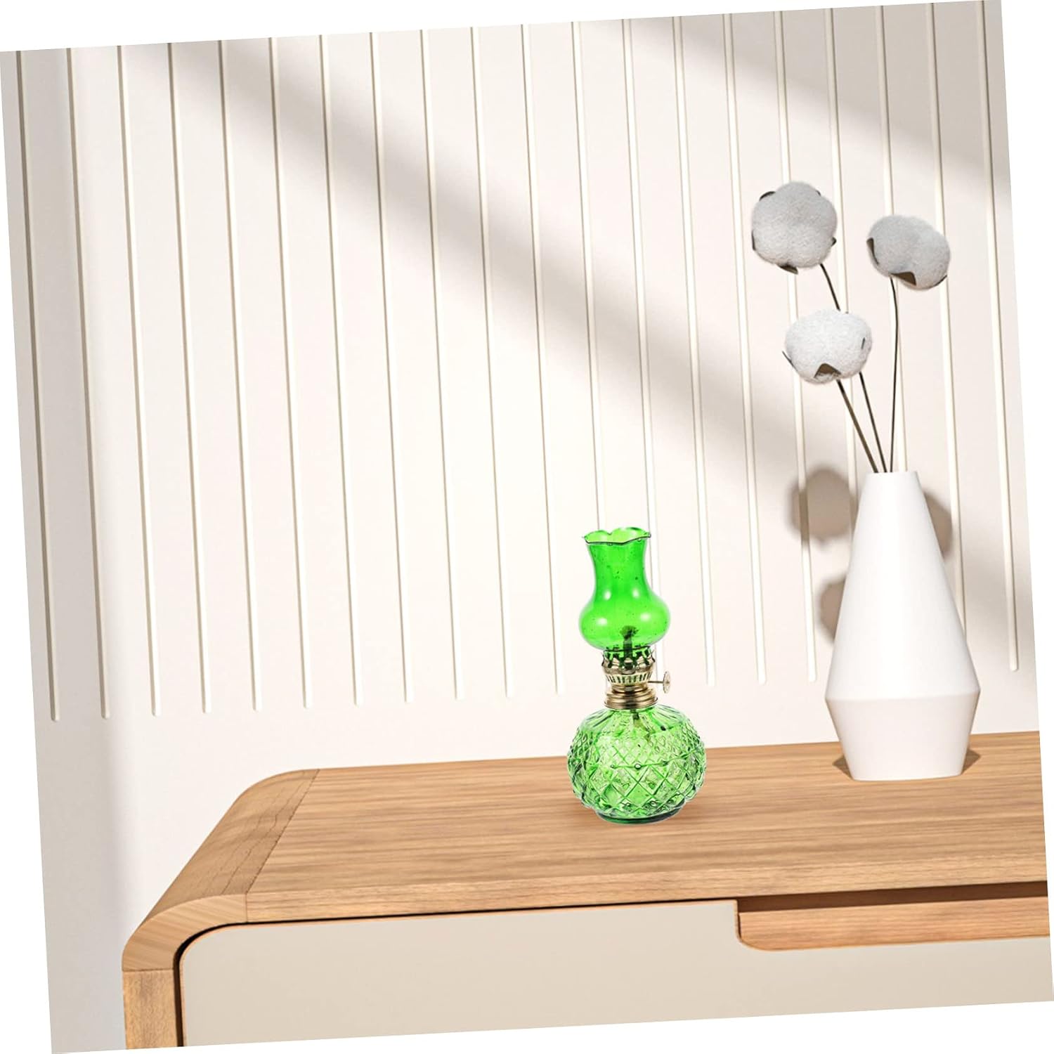 Cabilock Vintage Glass Kerosene Lamp with Windproof Shade Portable Retro Oil Lamp Burner for Indoor and Outdoor Use Centerpiece for Home and Parties