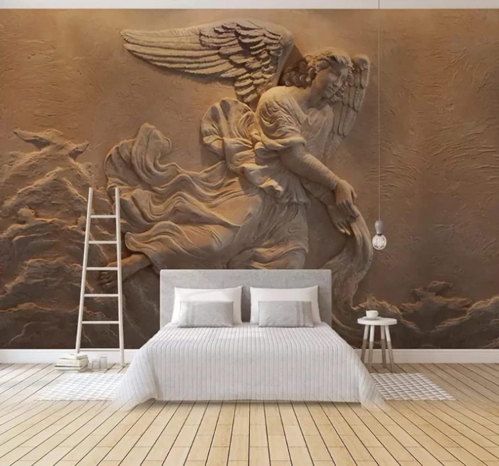 Wallpaper-3D-Xlm 250Cm×170Cm(B×H) Vintage Relief Figures Angels Art 3D Wallpaper Easy Install Feature Office Living Room Sofa Bedroom Tv Background Wall Decoration-250Cm×170Cm