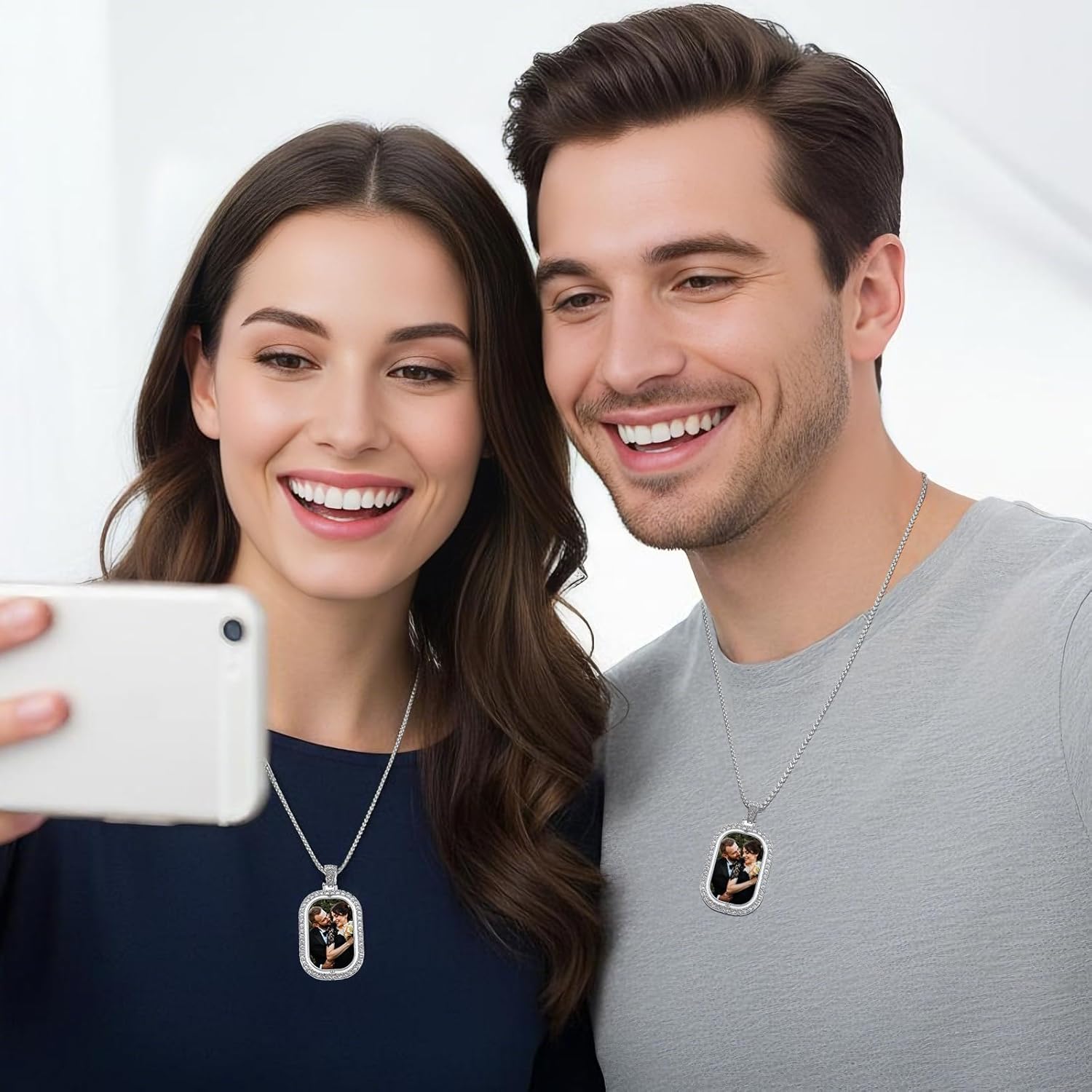 60 Pcs Sublimation Rhinestone Trays Pendant Set, Including 10 Double Sided Blank Rhinestone Bezel Trays, 10 Pcs Thick Chains with 20 Sublimation Discs and 20 Adhesive Sheets for Making (Silver) - Image 6