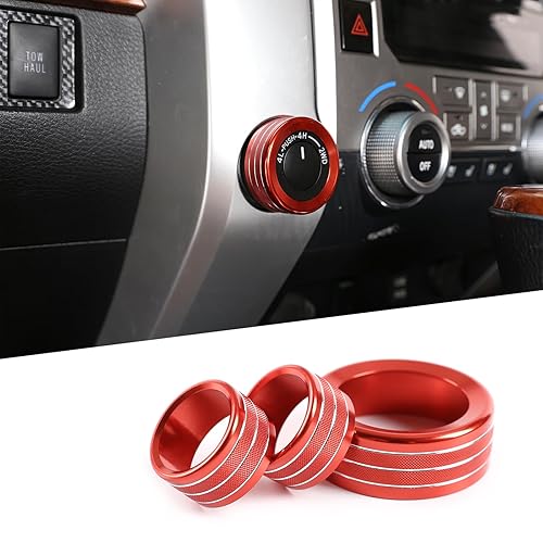 Interruptor de tracción de rueda 4WD, parte y anillo de perilla PWL-VOL a tiempo completo para Toyota Tundra 2014-2020 2021 (rojo)