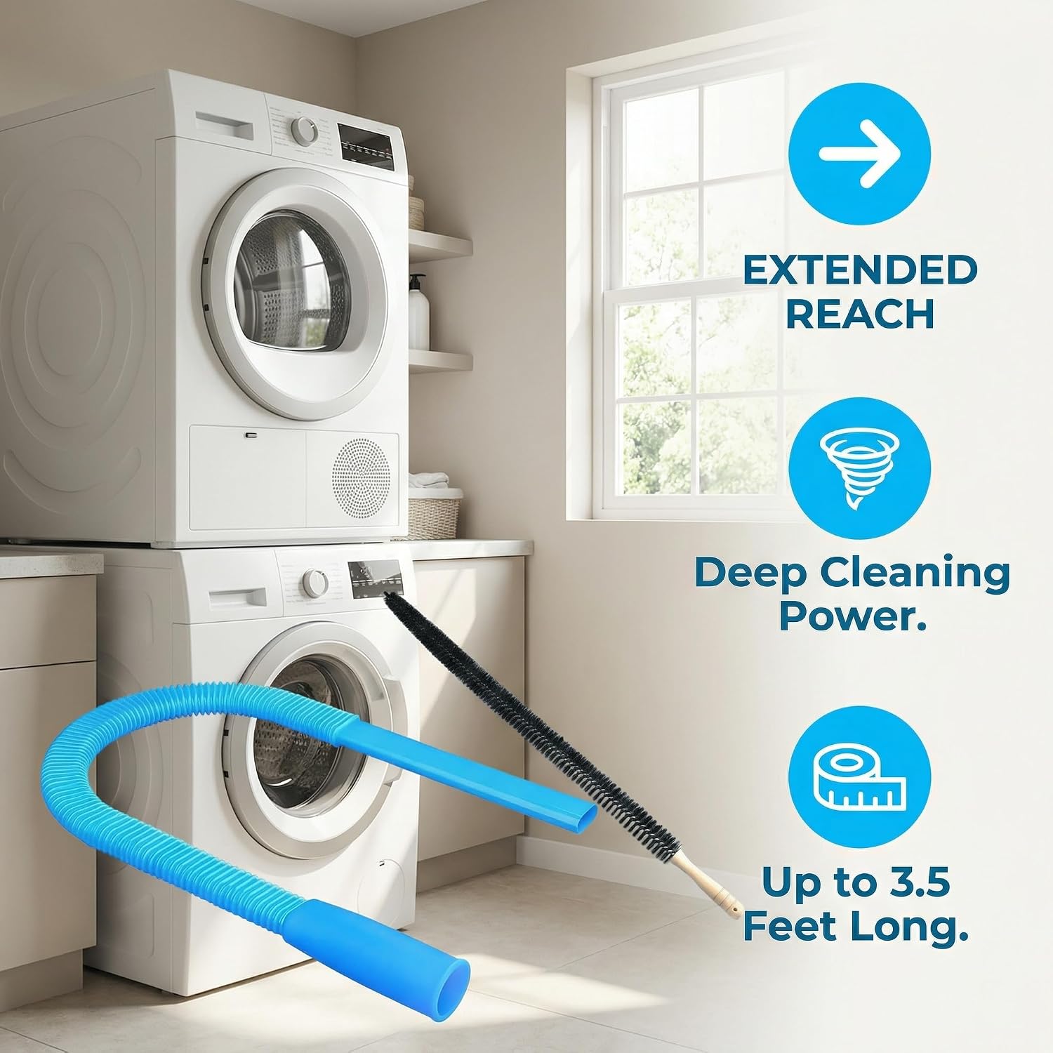 Upgraded Dryer Vent Cleaner Kit, Universal Dryer Vacuum Hose Attachment for All Vacuums, 31.5 Inch Flexible Hose for Deep Cleaning, Removes Lint & Clogs, Reduces Fire Risks (Vacuum hose)