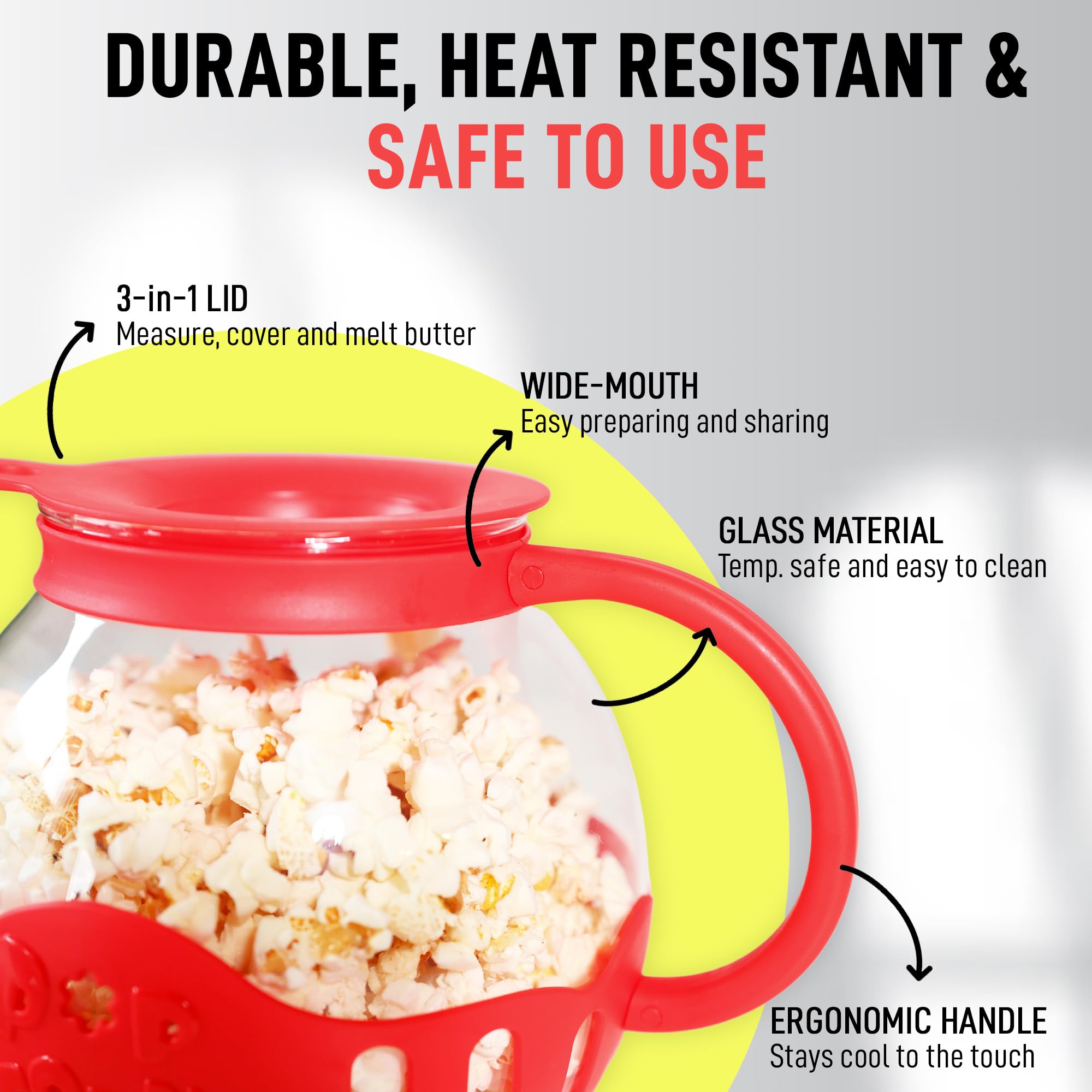 Orchid Child Pop-perly - Palomitas de maíz para microondas para hacer deliciosas palomitas de maíz en casa, sin BPA, resistente al calor, cuerpo de vidrio de borosilicato, máquina de maíz pop, color 2