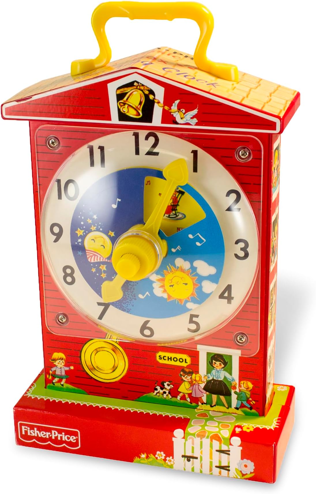 Basic Fun Fisher-Price Classics | Music Box Teaching Clock | Baby Musical Toy, Baby Interactive Toy, Classic Toy with Retro Style Packaging, Pretend Play Toys for Boys Girls Ages 18 Months 1698