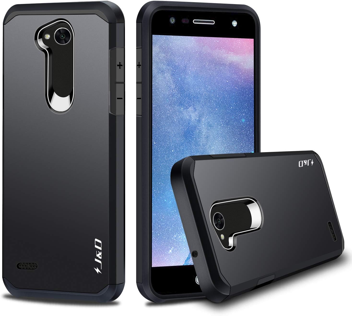 J&D Case Compatible for LG X Charge/X Power 2/Fiesta 2/LG Fiesta/LG V7 Case, Heavy Duty Dual Layer Hybrid Shockproof Protective Rugged Bumper Case for LG X Power 2 Case, Not for LG X Power/X Power 3