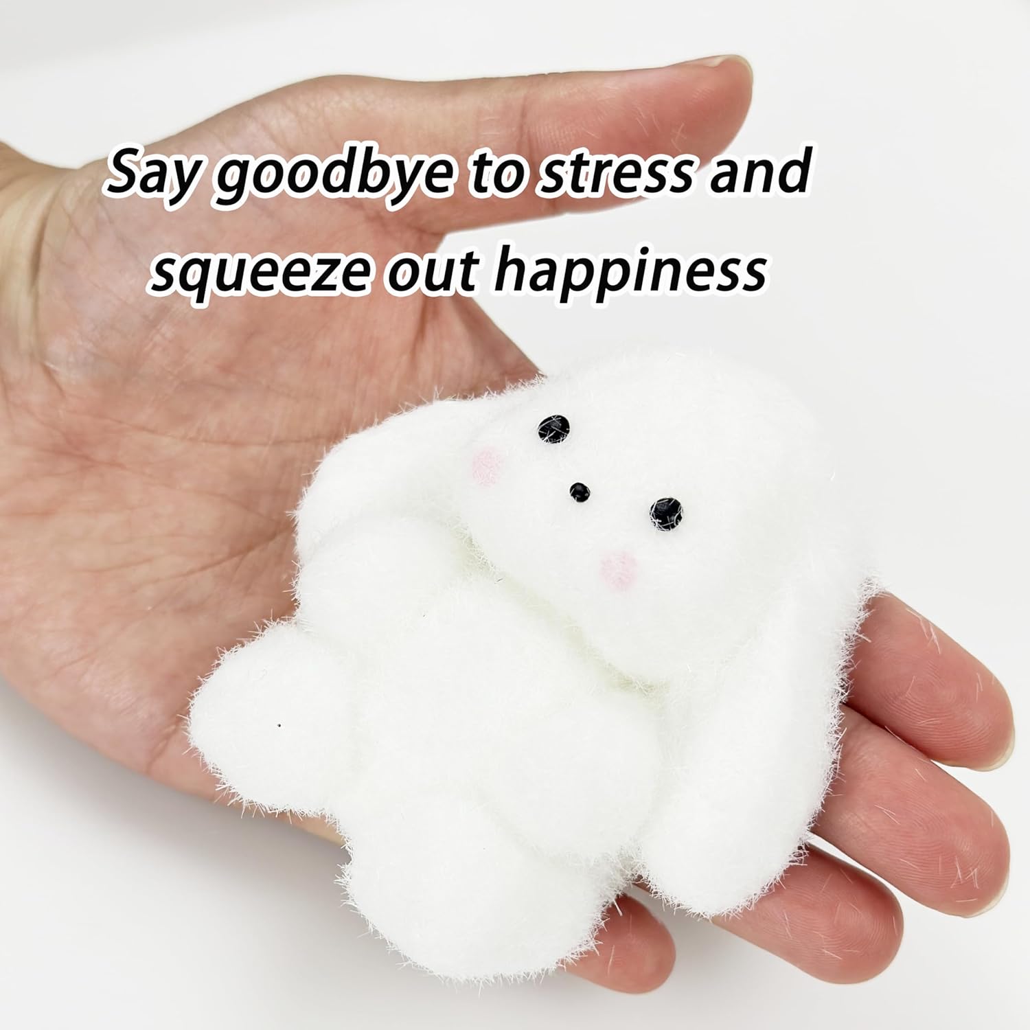 Easter Taba Squishy Bunny Handmade Fidget for Adults Teens Ultra Soft Flocked Silicone Rabbit Stress Relief Ball & Desk Decor Sticky Slow Rising Sensory Animal for Anxiety Hand Exercise