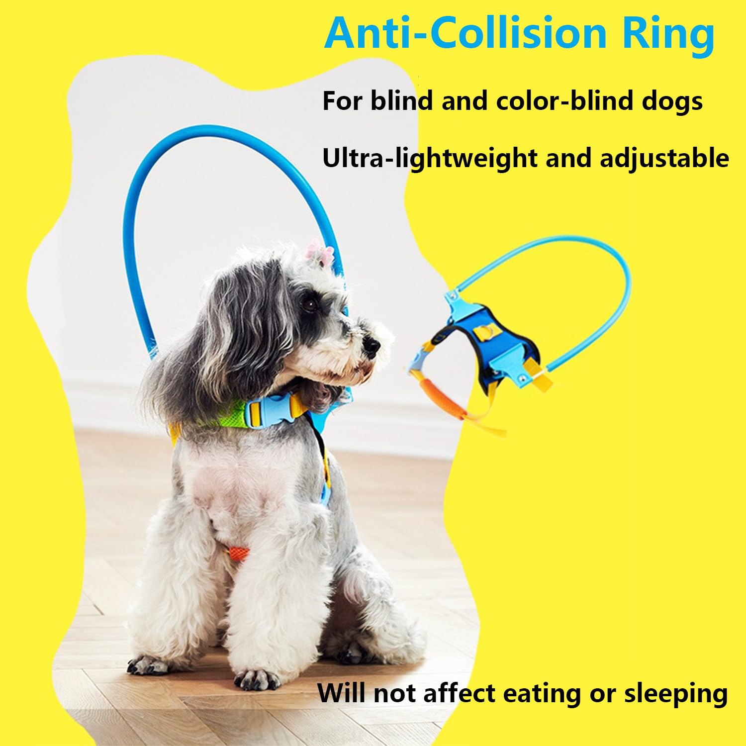 StoßFäNgerhalsband FüR Blinde Hunde,Verstellbares Antikollisionsschutzhalsband Haustiere,Um Das Vertrauen Sehbehinderter Haustiere Kleine Und MittelgroßE Hunde Aufzubauen(XS,Black)