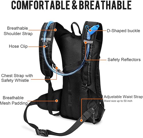 Miniatura 5 de G4Free Mochila de hidratación aislada con vejiga libre de BPA de 2L para correr al aire libre, senderismo, ciclismo, camping
