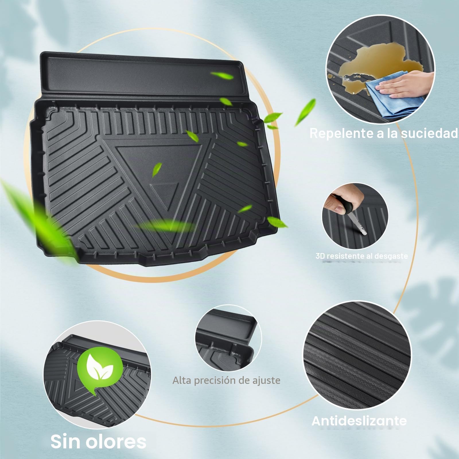 ECOZEN Alfombrilla Maletero 3D para VW Tango ROC 2018-2025 TPE (Inferior) Alfombrilla de Goma para Maletero, Impermeable Antideslizante, Borde Alto, Todo Clima, Alfombrilla Maletero para VW T ROC