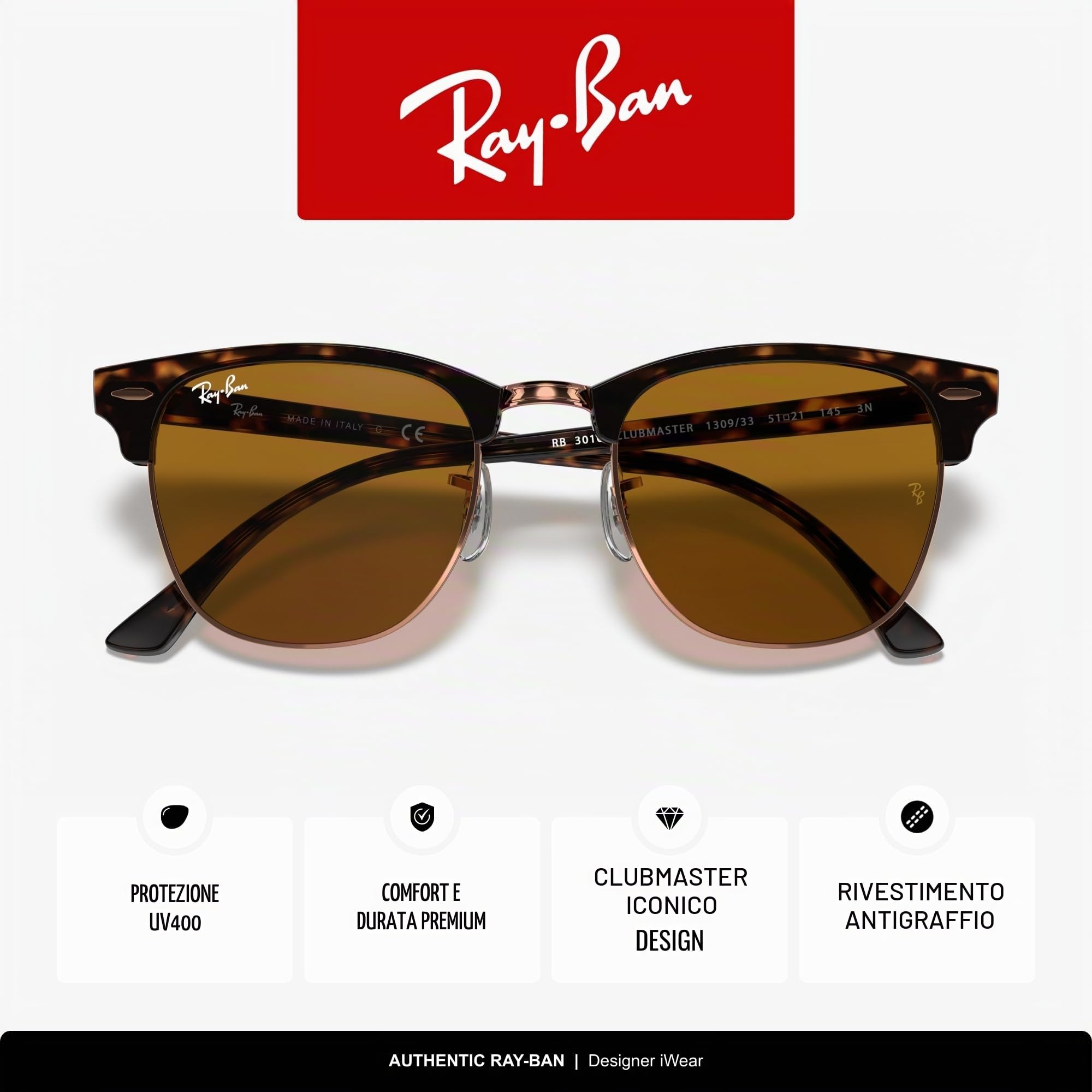 Ray-Ban 0rb3016 Occhiali da sole Unisex - Adulto (Pacco da 1)