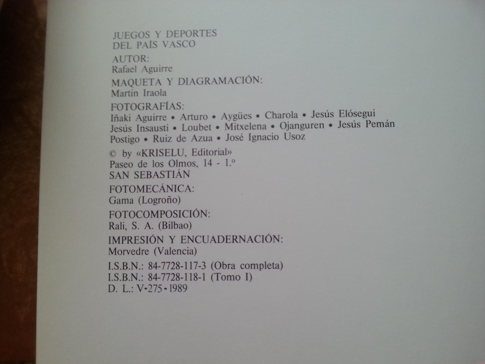 Juegos Y Deportes Del Pais Vasco (3 Tomo)