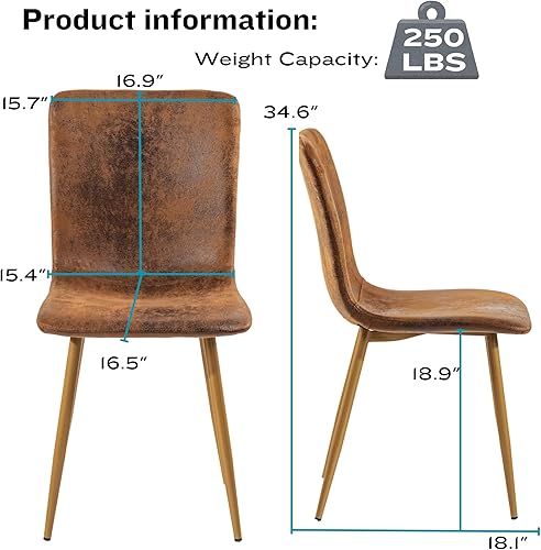 Miniatura 3 de COZYCASA Juego de 4 sillas de comedor, estilo moderno de mediados de siglo, sillas auxiliares de comedor con patas de metal, cómodas para cocina,