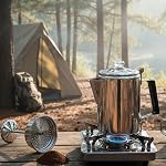 Cididu Coffee Percolator 9 Cup Camping Café Pot, Cafetière extérieur, Cuisinière en acier inoxydable Cuisinier de brasserie au feu, Idéal pour le camping de groupe, Randonnée, Backpacking, RV et des voyages