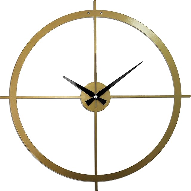 MOXVIO Aurum 50cm Metal Wall Clock, Gold Metal Wall Clock, 3D Silent Non-Ticking Minimalist Gold Wall Clock -Decorative Luxury Art For Living, Kitchen, Dining Room, Bedroom, Garden And Patio