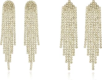 Luxval Rhinestone Earrings Dangling for Women Sparkly Silver Dangle Earrings Girls Long Chandelier Earrings Tassel Lightweight Ear Studs Cubic Zirconia Crystal Statement