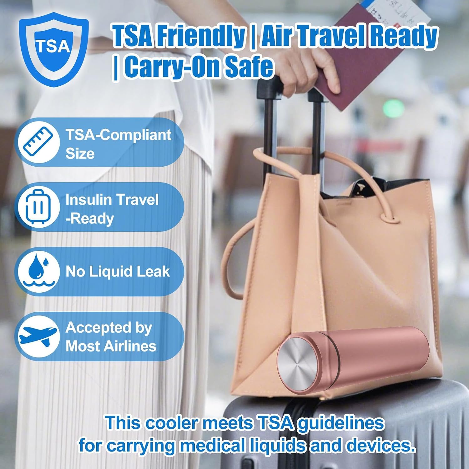 60H Insulin Cooler Travel Case TSA Approved (Rose)