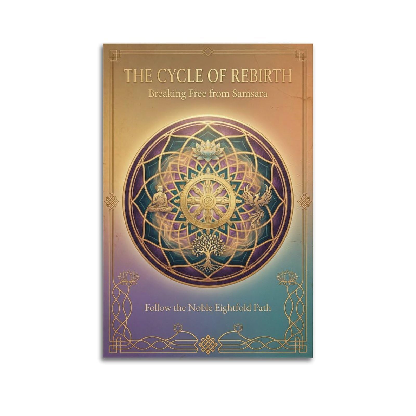 OKNGB Buddhist Samsara Poster Cycle of Rebirth Mandala Decorative Painting Canvas Art Picture 24x36inch(60x90cm)
